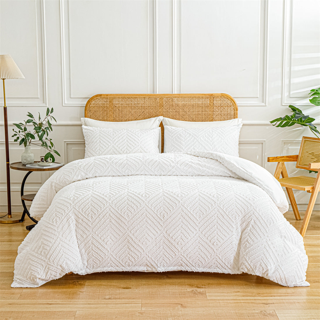 Ensemble de couette tufté style européen & américain – Élégance florale et confort raffiné