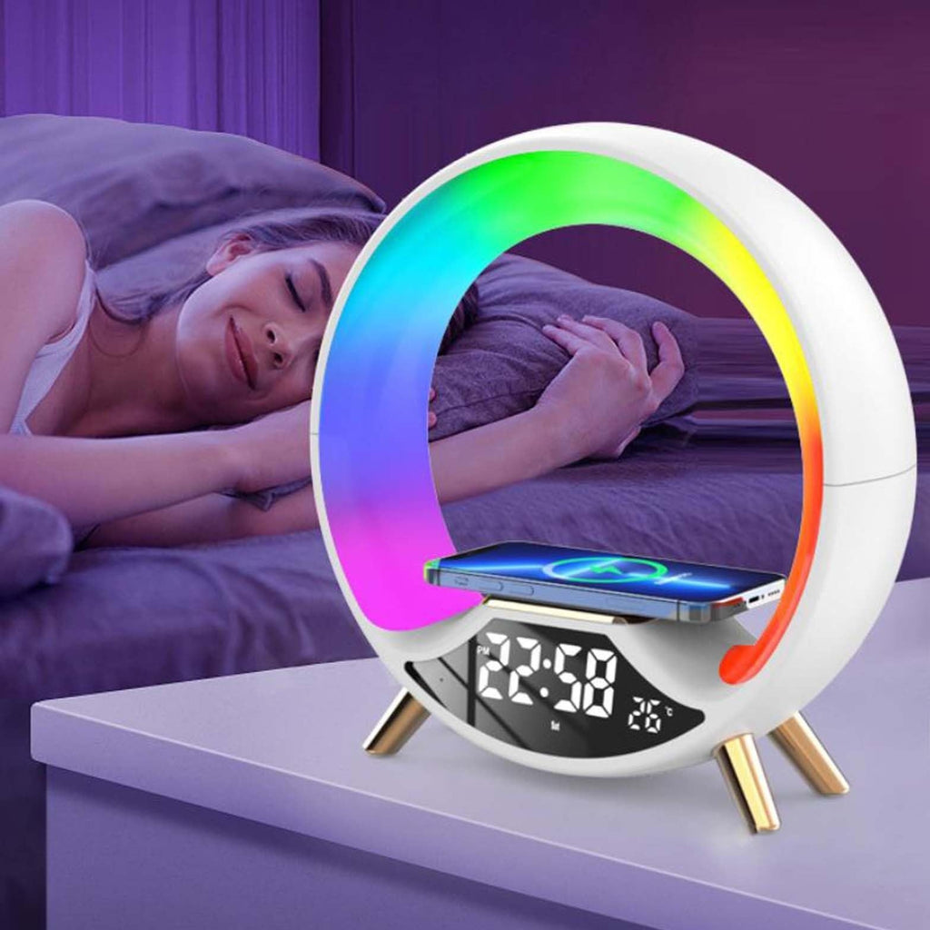Lampe O Light – Haut-Parleur Bluetooth Multifonction avec Charge Sans Fil 3-en-1 et Veilleuse
