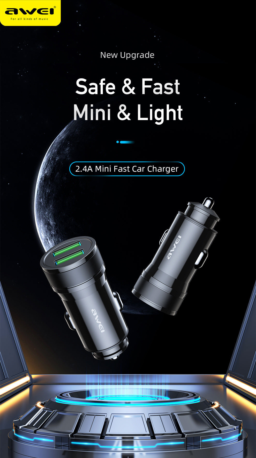 Chargeur de voiture double USB AWEI