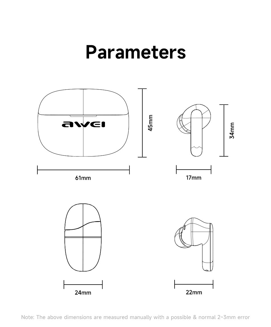 Écouteurs Bluetooth de sport True Wireless AWEI